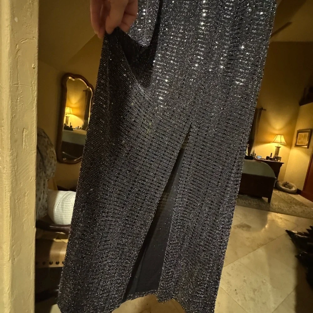 Alexa B Nites Sparkling Black Sequin Maxi Dress - Picture 3 of 7